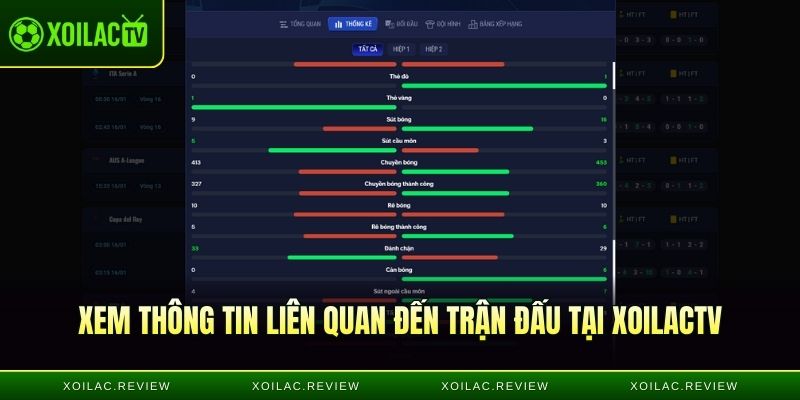 Bạn có thể xem thông tin liên quan đến trận đấu tại Xoilac TV